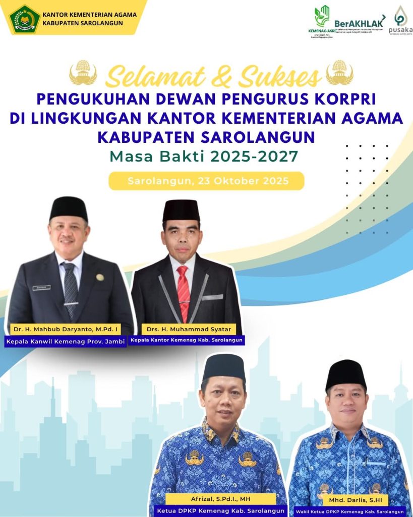 Menag Kukuhkan Dewan Pengurus KORPRI, ASN Kemenag Sarolangun Ikuti Secara Daring dari Aula Haji